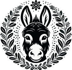 Black and white vector illustration of a wolf head with tribal tattoo design