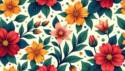 Intricate floral elements repeating to create a flowing, natural pattern , textile, pattern