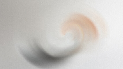 Abstract blurred image featuring a circular shape with blended gray white and pink colors on a soft background
