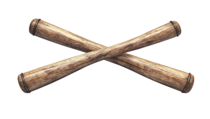 Wooden Sticks Crossed on Transparent Background Design Element