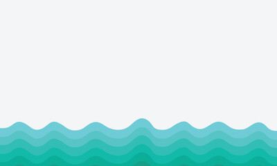 turquoise wave vector with blank area on white horizontal background