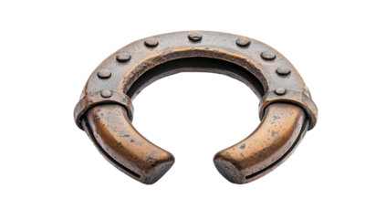 Metal U-Shaped Object with Raised Details on Transparent Background