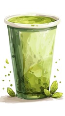 Refreshing Green Smoothie in Plastic Cup
