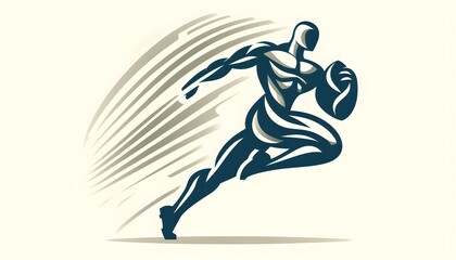 Fototapeta premium Minimalist vector icon of athlete mid-motion, bold outlines and gentle shadows, isolated on light background for active lifestyle themes