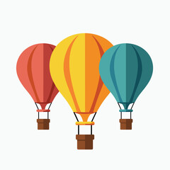 colorful hot air balloons set of three