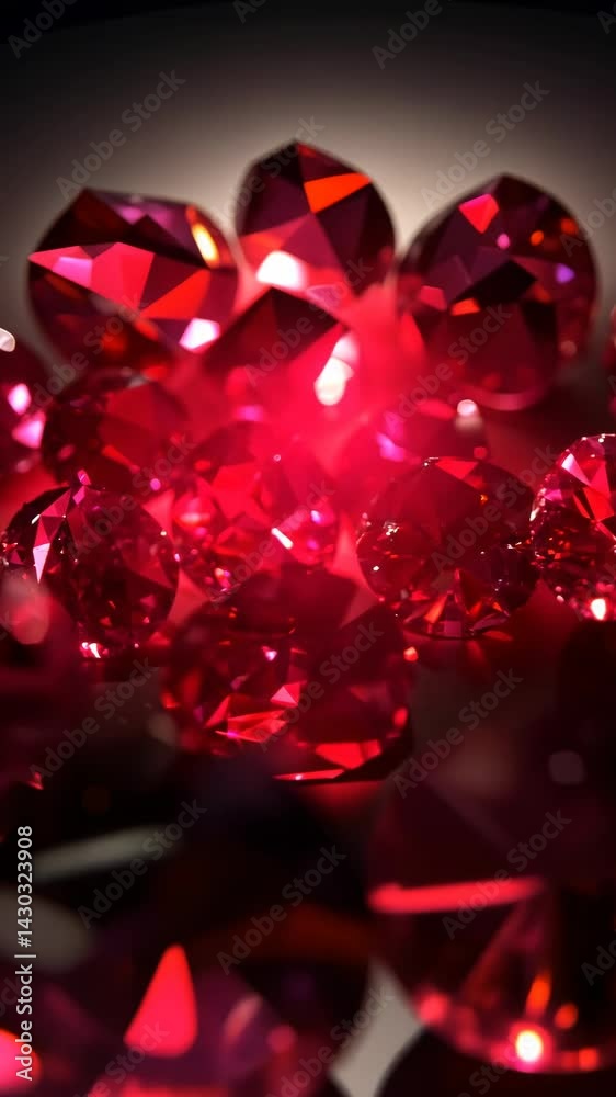 Aufkleber A bunch of red diamonds are on a table. They are all different sizes. Some are small and some are large