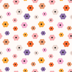 Hand drawn flat design floral pattern