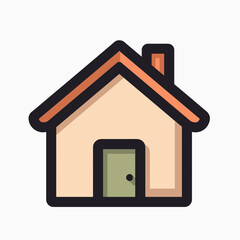 Fototapeta premium colorful cartoon house with orange roof and green door