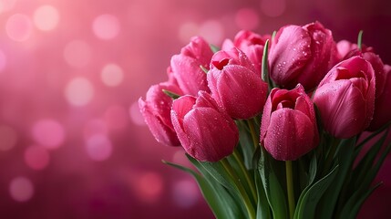 Obraz premium bouquet of pink tulips in spring，Happy Mother's Day
