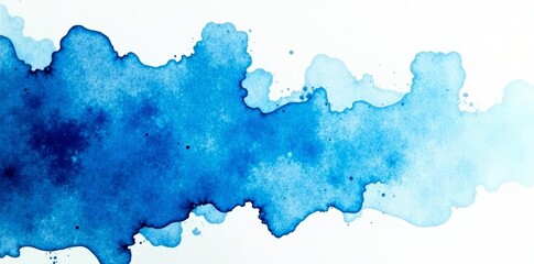 Obraz premium Abstract blue watercolor painting with textures on white background, watercolor, blue