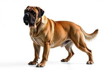 Obraz premium Majestic mastiff, powerful stance, white background, dog, head, stock photo