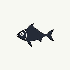 Obraz premium black fish icon with white eyes vector illustration