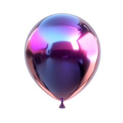 A iridescent balloon floats against a white background with glitch art effect
