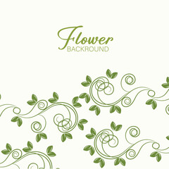Elegant Green Floral Background Design with Swirls and Leaves