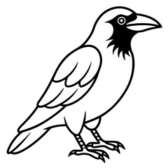 Stylized Crow Vector with Single Line Art