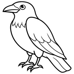 Stylized Crow Vector with Single Line Art