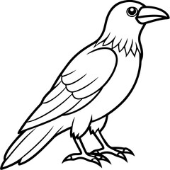 Stylized Crow Vector with Single Line Art