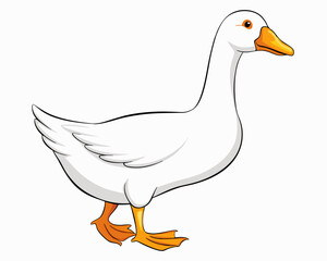 Obraz premium White Goose Full Body Profile – Photorealistic Farm Animal on White Background in Studio Lighting.