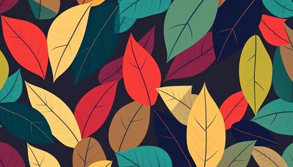 Fototapeta premium Abstract leaf & geometric seamless pattern Modern vector design, artistic, stylish, repeat texture, organic, multicolor