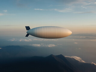 Fototapeta premium solar-powered airship used for delivering humanitarian aid, futuristic scene