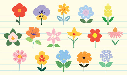 Colorful floral vector collection, isolated vector set