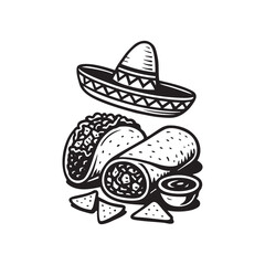 Mexican food and sombrero hat