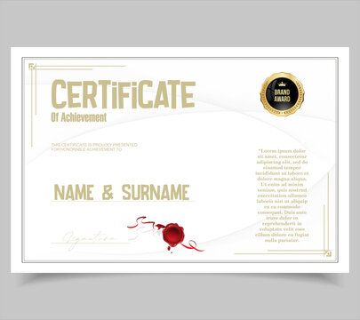 Minimalist certificate or diploma of achievement border template design award stock illustration 