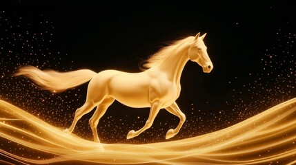 golden horse on a dark background