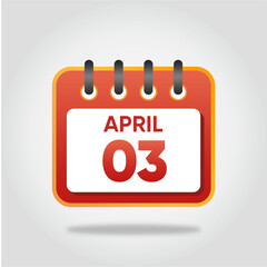 April 3 Calendar Illustration