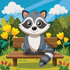 Cute cartoon raccoon vector