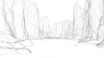Obraz premium Abstract linear sketch of a canyon landscape.