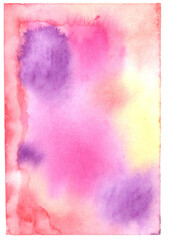 Handpainted Abstract Watercolor Painting in Pink, Purple, and Yellow
