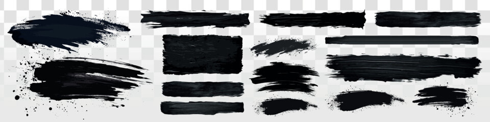 Abstract black brush strokes collection, vector set