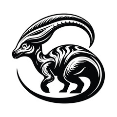 Vector Illustration Design of an Ancient Parasaurolophus
