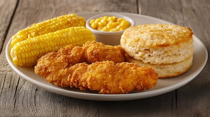 A Crispy Chicken Meal With Fresh Garden Vegetables

