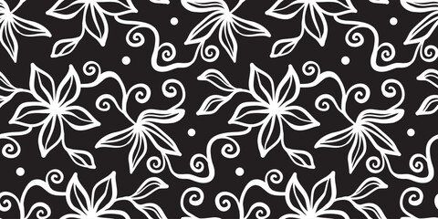 Hand drawn simple abstract flowers print. Trendy collage pattern. Fashionable template for fabric design.