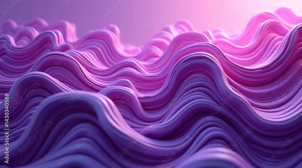 Wall mural abstract wavy texture in vibrant purple hues creates a dynamic and mesmerizing visual effect.
