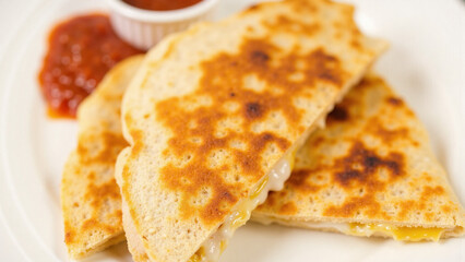 Grilled cheese sandwiches with dipping sauce