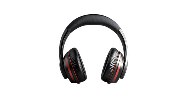 Sleek headphone icon silhouette, high-definition, realistic look, isolated on white background