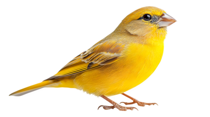 Small bright yellow bird, high-definition, realistic look, isolated on white background