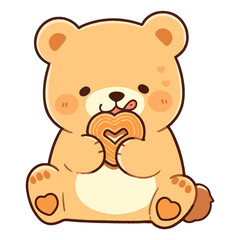 Fototapeta premium Cute bear eating a cookie animal illustration character vector