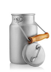 aluminum milk can isolated on white background with clipping path