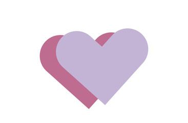 Soft Purple Heart with Pink Shadow – Pastel Flat Design
