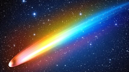 Vibrant comet streak streaking through star-filled, colorful night sky