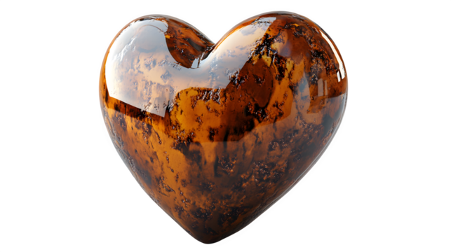 solid brown heart shape isolated on white background, high-definition, realistic look