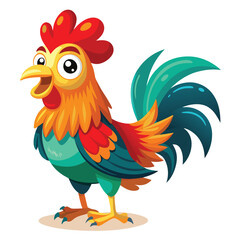 Cute vector cartoon Rooster 
