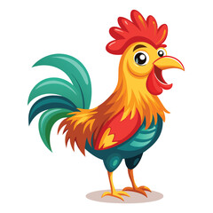 Cute vector cartoon Rooster 