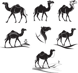 camels silhouettes set