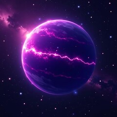 Obraz premium Artistic depiction of a stunning purple planet in cosmic space, artwork, galaxy