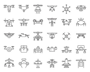 drone line art Icon Set